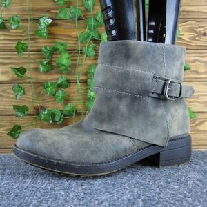Stella Chase Women's Gray‎ Ankle Boots Buckle Strap Round Toe Casual 8.5